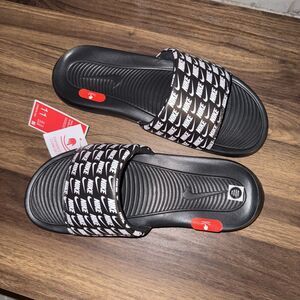 Nike Victori One Slide Print CN9678 006 Logo Black Slides Sandals Shoes Mens 11